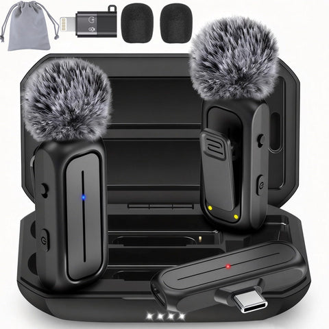 Micrófono de solapa inalámbrico mini para iPhone y Android