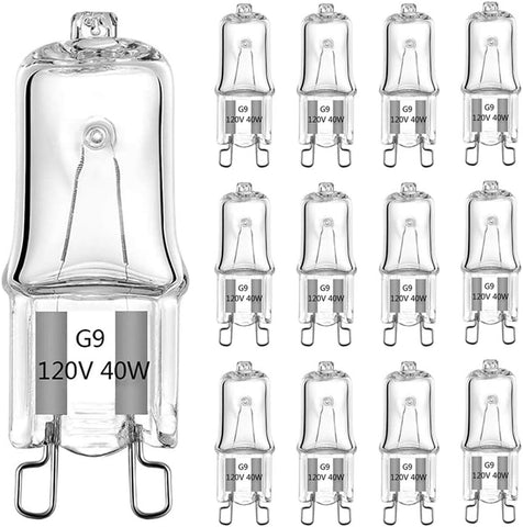 Bombillo G9 2 Pin Base Tipo JC, 120V T4 Bi-Pin 40W Xenon  Luz Cálida 2700K  Dimmable