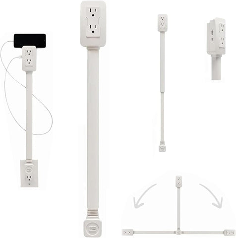 Extensor de enchufes eléctrico, giratorio 180°, 2 USB C