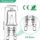 Bombillo G9 2 Pin Base Tipo JC, 120V T4 Bi-Pin 40W Xenon  Luz Cálida 2700K  Dimmable