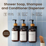Dispensador de champú y acondicionador de pared, juego de 3 unidades