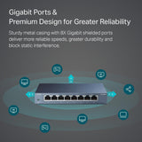 TP-Link 8 Port Gigabit Ethernet Network Switch - Ethernet Splitter | Plug & Play | Fanless