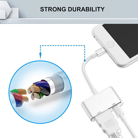 LXJADAP Adaptador HDMI para iPhone a TV, adaptador digital AV 1080p para  iPhone (no necesita energía) Plug and Play, compatible con iPhone